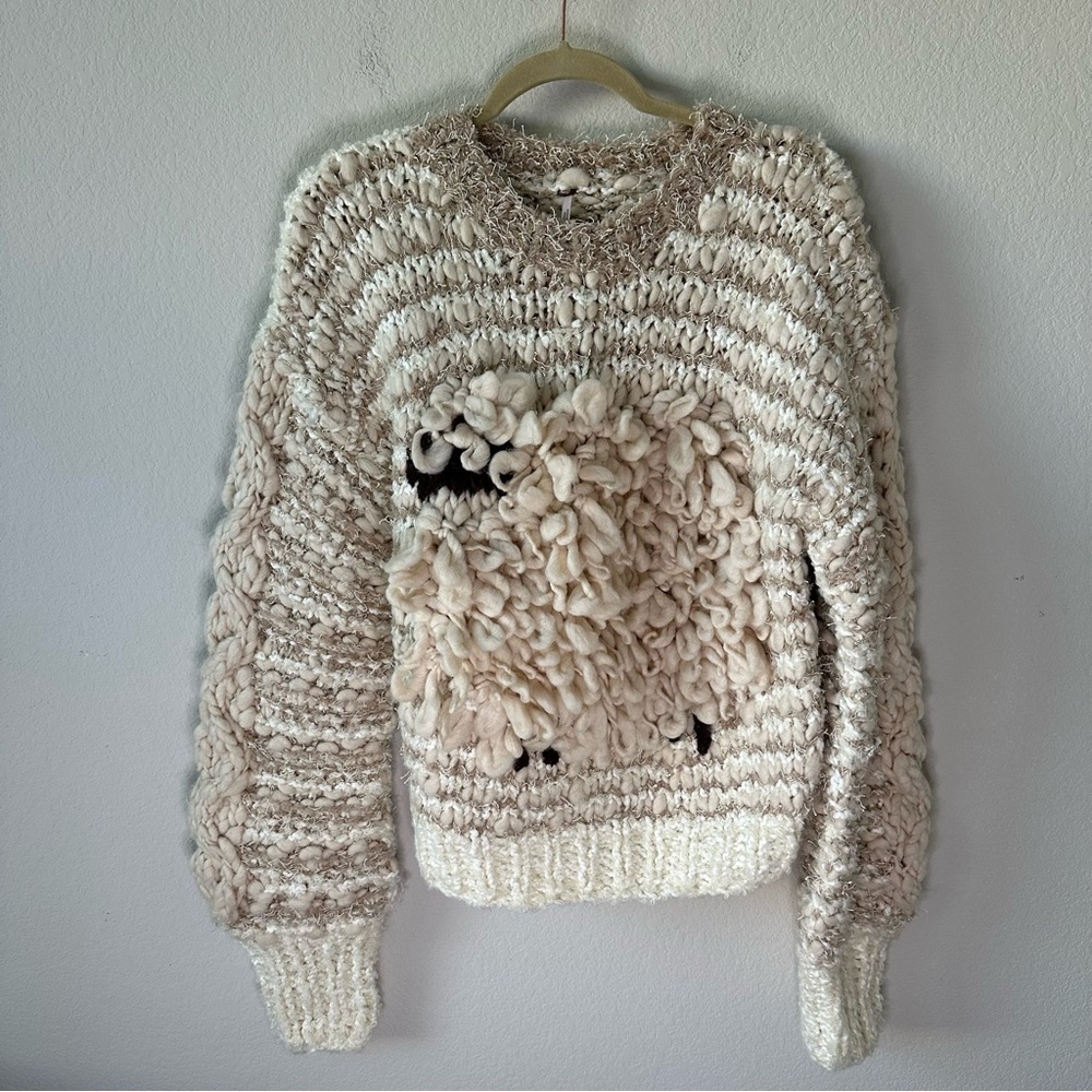 Free People Dream Of Sheep Textured Pullover Sweater SZ S - Picture 3 of 9